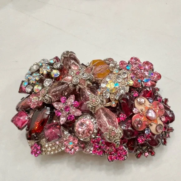 Vintage Vibrant Pink and Silver Rhinestone Bling Belt Buckle - Picture 4 of 8